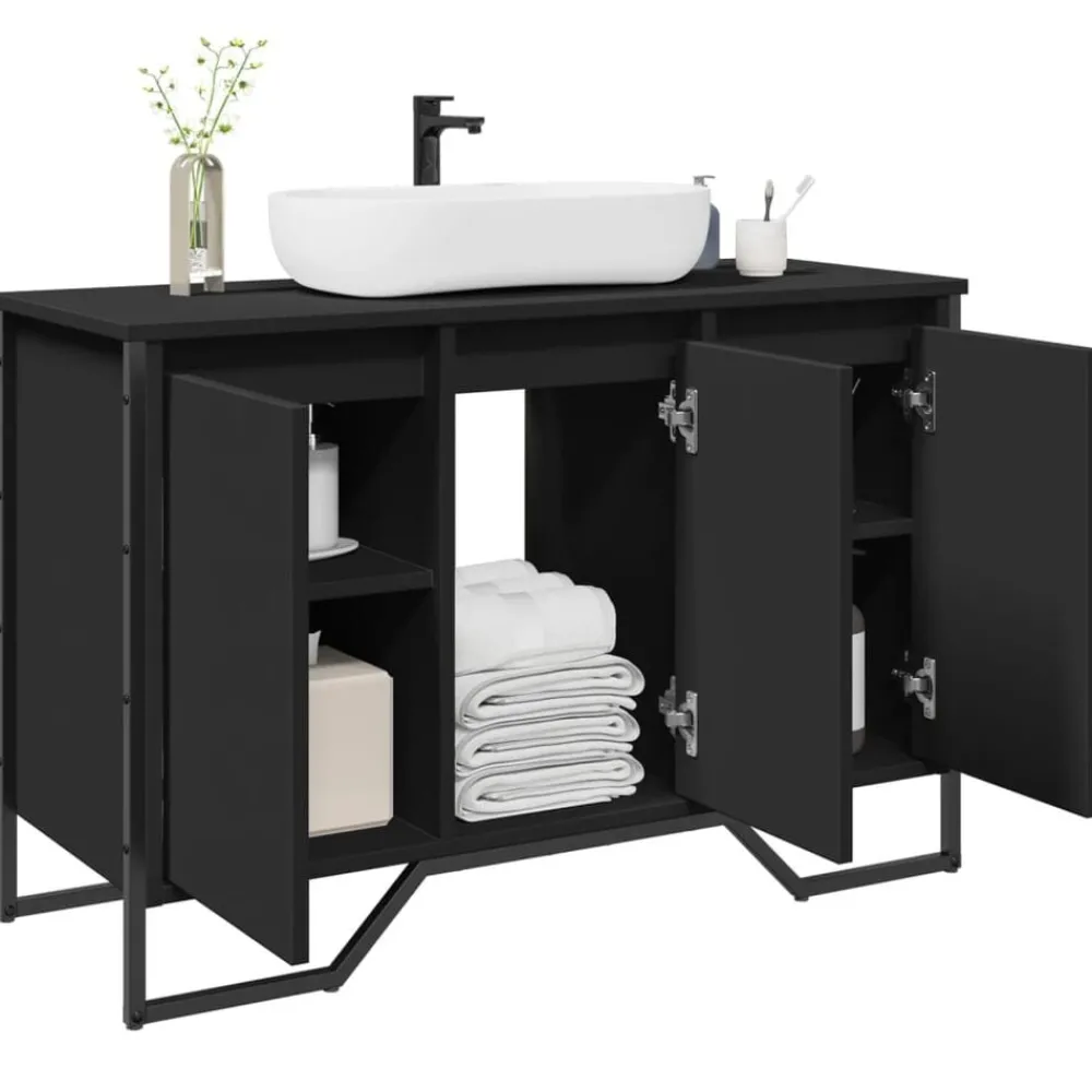 Ensembles De Meubles-vidaXL Armoire lavabo de salle de bain 91x35x60 cm Noir