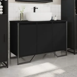 Ensembles De Meubles-vidaXL Armoire lavabo de salle de bain 91x35x60 cm Noir