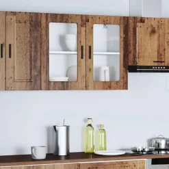 Armoires & Meubles De Rangement-vidaXL Armoire murale de cuisine avec porte en verre Porto vieux bois Bois ancien