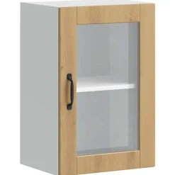 vidaXL Armoire murale de cuisine porte en verre Porto chêne artisanal
