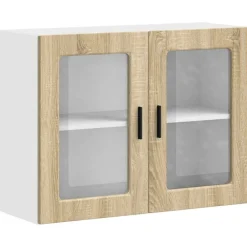 vidaXL Armoire murale de cuisine et porte en verre Porto chêne sonoma