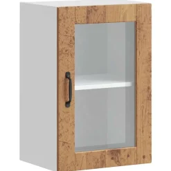 Armoires & Meubles De Rangement-vidaXL Armoire murale de cuisine avec porte en verre Porto vieux bois Bois ancien