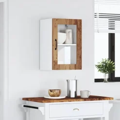 Armoires & Meubles De Rangement-vidaXL Armoire murale de cuisine avec porte en verre Porto vieux bois Bois ancien