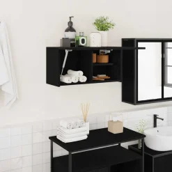 Armoires & Meubles De Rangement-vidaXL Armoire murale de bain 60x25x30 cm bois d'ingénierie Noir