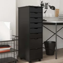 Armoires & Meubles De Rangement-vidaXL Armoire roulante avec tiroirs MOSS bois de pin solide Noir