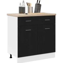 vidaXL Armoire suspendue avec tiroir Chêne noir 80 x 31 x 81,5 cm