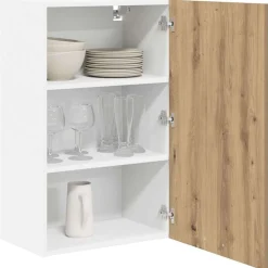 Armoires & Meubles De Rangement-vidaXL Armoire suspendue Chêne Artisan et Blanc 50 x 31 x 80 cm Ch&ecirc;ne artisanal