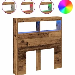 vidaXL Armoire tête de lit avec LED vieux bois 100x17x102 cm