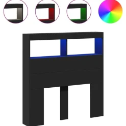 Lits & Accessoires-vidaXL Armoire tête de lit avec LED 100x17x102 cm Noir