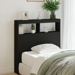 Lits & Accessoires-vidaXL Armoire tête de lit avec LED 100x17x102 cm Noir