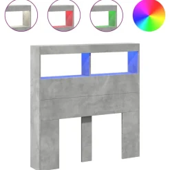 Lits & Accessoires-vidaXL Armoire tête de lit avec LED 100x17x102 cm Gris béton