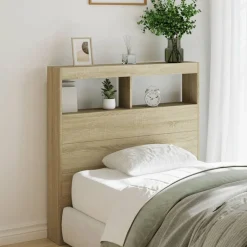 vidaXL Armoire tête de lit avec LED chêne sonoma 100x17x102 cm