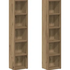 Armoires & Meubles De Rangement-vidaXL Armoires à CD 2 pcs chêne artisanal 21x16x93,5 cm ch&ecirc;ne artisanal