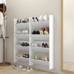 vidaXL Armoires à chaussures murales 4 pcs bois d'ingénierie
