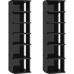 Produits Ménagers-vidaXL Armoires à chaussures 2 pcs 27,5x27x102 cm noir brillant