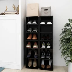 Produits Ménagers-vidaXL Armoires à chaussures 2 pcs 27,5x27x102 cm noir brillant