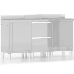 vidaXL Armoires de cuisine commerciales 3 pièces en acier inoxydable