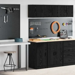 vidaXL Armoires de garage 2 pcs bois d'ingénierie