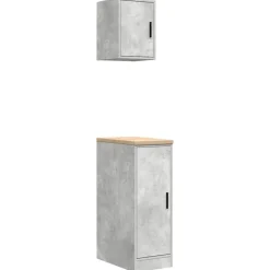Stockage Industriel-vidaXL Armoires de garage 2 pcs bois d'ingénierie Gris béton
