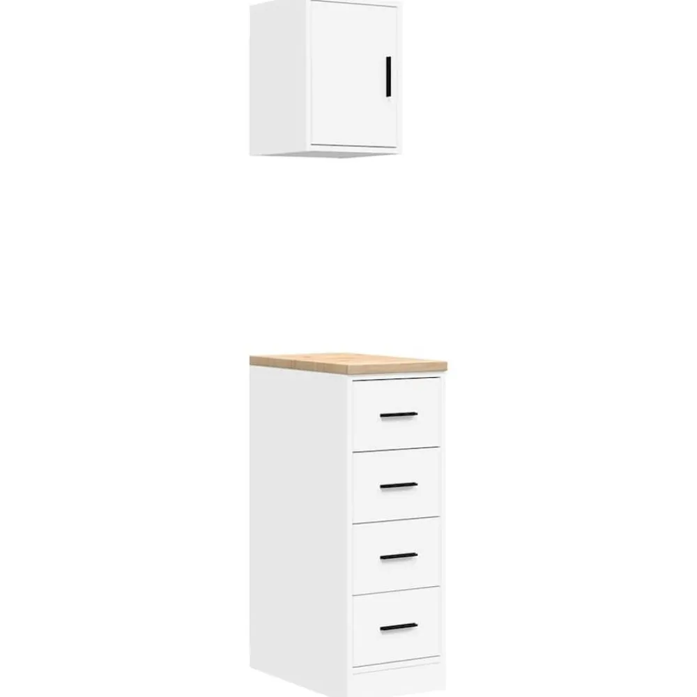 Stockage Industriel-vidaXL Armoires de garage 2 pcs bois d'ingénierie Blanc