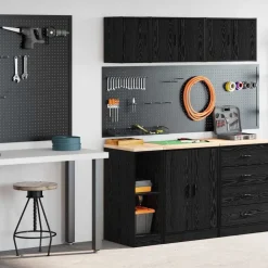 vidaXL Armoires de garage 2 pcs bois d'ingénierie