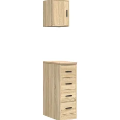 vidaXL Armoires de garage 2 pcs chêne sonoma bois d'ingénierie