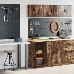Stockage Industriel-vidaXL Armoires de garage 2 pcs chêne fumé bois d'ingénierie Ch&ecirc;ne fumé