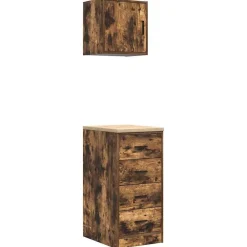 Stockage Industriel-vidaXL Armoires de garage 2 pcs chêne fumé bois d'ingénierie Ch&ecirc;ne fumé