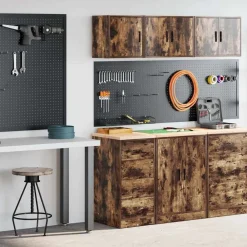 Stockage Industriel-vidaXL Armoires de garage 2 pcs chêne fumé bois d'ingénierie Ch&ecirc;ne fumé