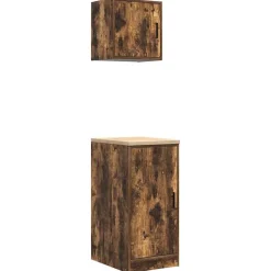 vidaXL Armoires de garage 2 pcs chêne fumé bois d'ingénierie