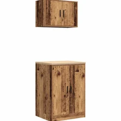 vidaXL Armoires de garage 2 pcs bois d'ingénierie