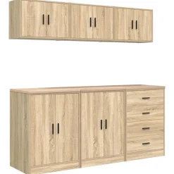 Stockage Industriel-vidaXL Armoires de garage 6 pcs chêne sonoma bois d'ingénierie Ch&ecirc;ne sonoma