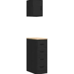 Stockage Industriel-vidaXL Armoires de garage 2 pcs bois d'ingénierie Noir
