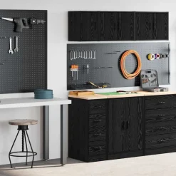 Stockage Industriel-vidaXL Armoires de garage 2 pcs bois d'ingénierie Noir
