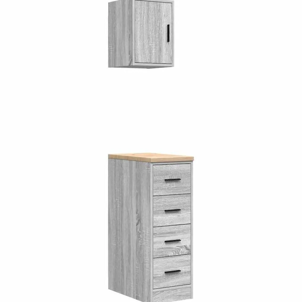 Stockage Industriel-vidaXL Armoires de garage 2 pcs bois d'ingénierie Sonoma gris