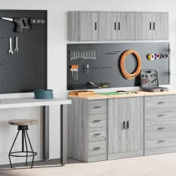 Stockage Industriel-vidaXL Armoires de garage 2 pcs bois d'ingénierie Sonoma gris
