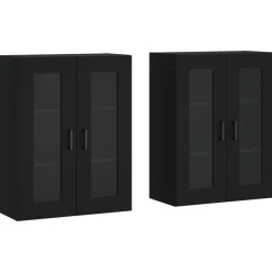 Armoires & Meubles De Rangement-vidaXL Armoires murales 2 pcs bois d'ingénierie Noir