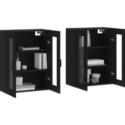 Armoires & Meubles De Rangement-vidaXL Armoires murales 2 pcs bois d'ingénierie Noir