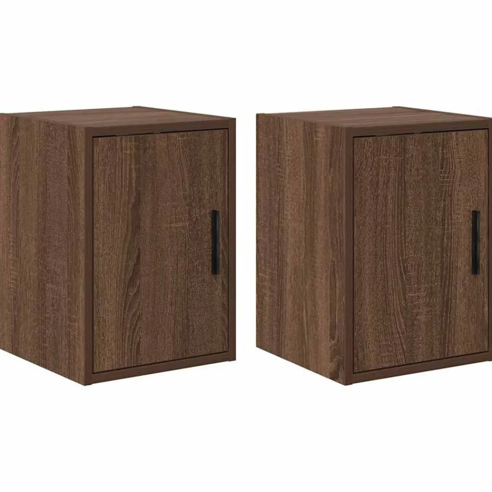 vidaXL Armoires murales de garage 2 pcs chêne marron bois d'ingénierie