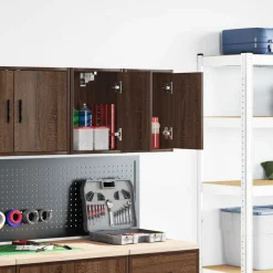 vidaXL Armoires murales de garage 2 pcs chêne marron bois d'ingénierie