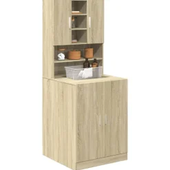 Accessoires Pour Appareils Électroménagers-vidaXL Armoires pour machine à laver 2pcs chêne sonoma bois ingénierie Ch&ecirc;ne sonoma
