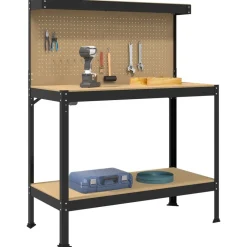 Accessoires De Quincaillerie-vidaXL Atelier Noir 114 x 54 x 145 cm Bois d'ingénierie et métal