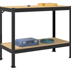 vidaXL Atelier Noir 115 x 55 x 91 cm Bois d'ingénierie et métal