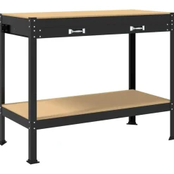 Accessoires De Quincaillerie-vidaXL Atelier Noir 114 x 54 x 91 cm Bois d'ingénierie et métal