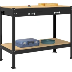 Accessoires De Quincaillerie-vidaXL Atelier Noir 114 x 54 x 91 cm Bois d'ingénierie et métal