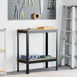 vidaXL Atelier Noir 81 x 41 x 91 cm Bois d'ingénierie et métal