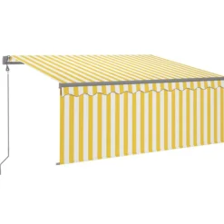 vidaXL Auvent automatique store capteur de vent LED 3x2,5m Jaune blanc