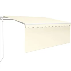 Pelouses & Jardins-vidaXL Auvent automatique store capteur de vent et LED 3x2,5 m Crème Cr&egrave;me