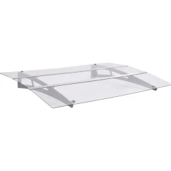 Pelouses & Jardins-vidaXL Auvent de porte argenté et transparent 120x90 cm polycarbonate
