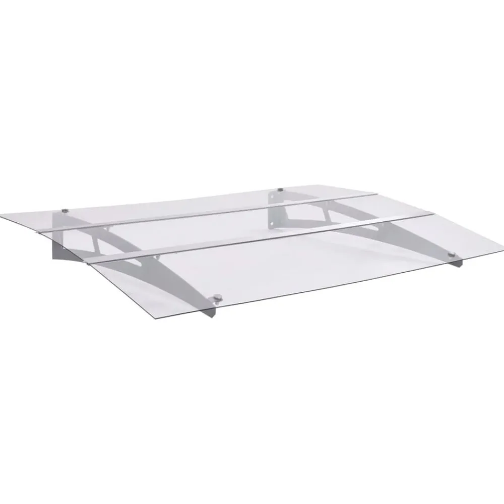 Pelouses & Jardins-vidaXL Auvent de porte argenté et transparent 120x90 cm polycarbonate